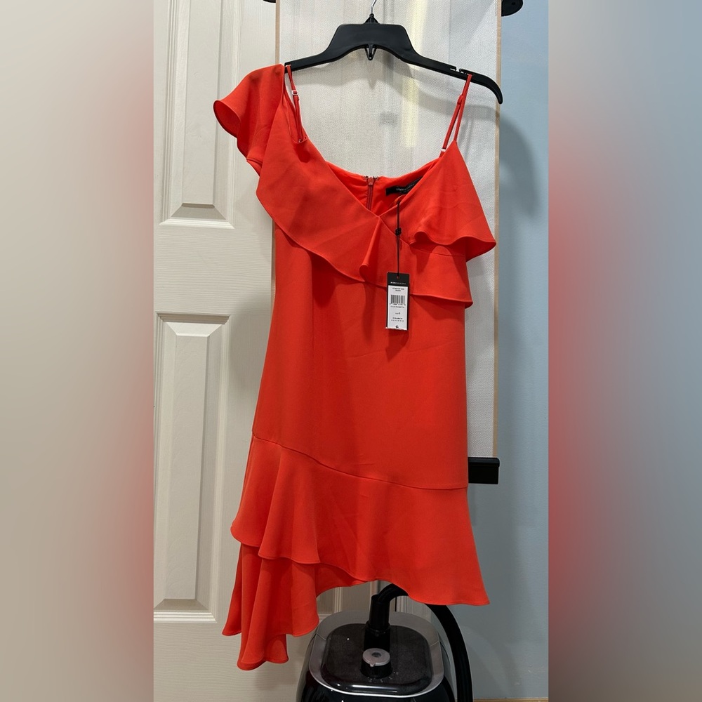 BCBGMaxAzria Vibrant Orange Asymmetrical Dress